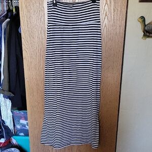 Lily Star Black & White Striped Maxi Skirt With Fold Down Waist Sz XL